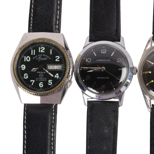 1054 - 6 Vintage wristwatches, including Trafalgar Diver, Camy Jetking Sowar Prima automatic, etc (6)