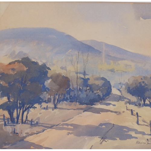 105 - Maurice McKennedy (Australian, active 1950 - 1980), watercolour, rural landscape, 17cm x 37cm, frame... 