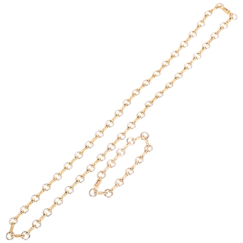 1110 - CARTIER - a Vintage 18ct two-colour gold snaffle horsebit link chain necklace and bracelet set, both... 