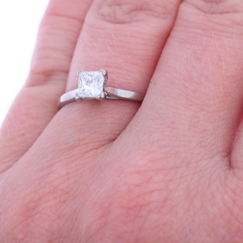1331 - A GIA certified 18ct white gold 0.53ct single stone diamond ring, corner claw set with Princess-cut ... 