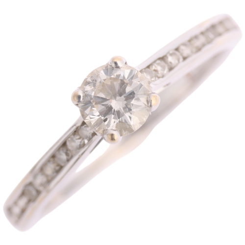 1376 - An 18ct white gold 0.3ct single stone diamond ring, claw set with modern round brilliant-cut diamond... 
