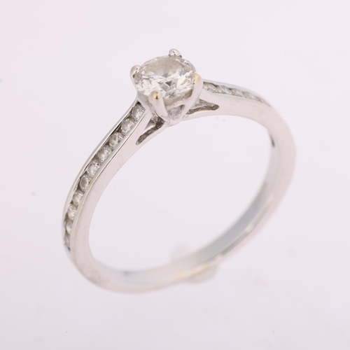1376 - An 18ct white gold 0.3ct single stone diamond ring, claw set with modern round brilliant-cut diamond... 