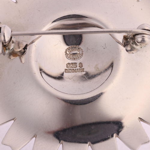 1564 - GEORG JENSEN - a Danish modernist sterling silver white enamel daisy brooch, 43.1mm, 17g