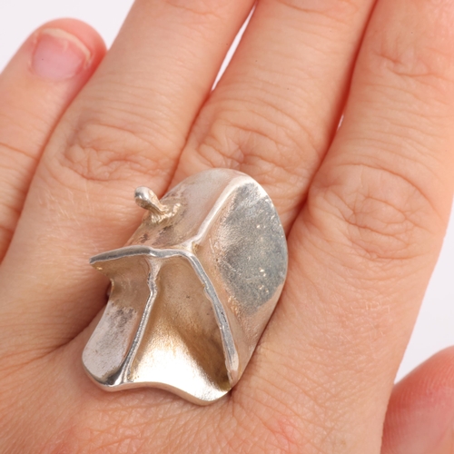 1567 - BJORN WECKSTROM for LAPPONIA - a large Finnish brutalist sterling silver 'Space Silver' Series abstr... 