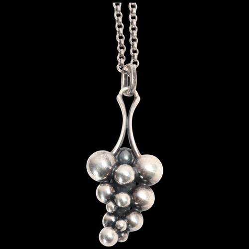 1568 - GEORG JENSEN - a Danish modernist sterling silver 'Moonlight Grapes' pendant necklace, on Georg Jens... 