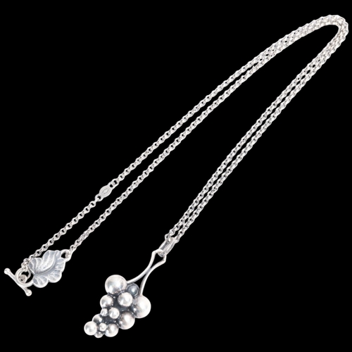 1568 - GEORG JENSEN - a Danish modernist sterling silver 'Moonlight Grapes' pendant necklace, on Georg Jens... 