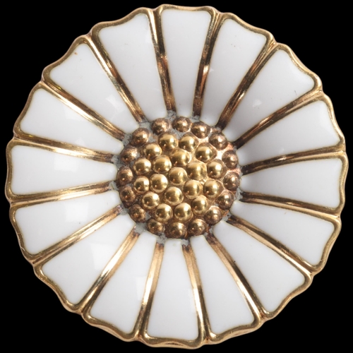 1570 - GEORG JENSEN - a Danish modernist sterling silver-gilt white enamel daisy pattern pendant/shoestring... 