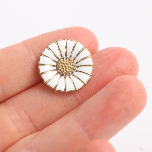 1570 - GEORG JENSEN - a Danish modernist sterling silver-gilt white enamel daisy pattern pendant/shoestring... 