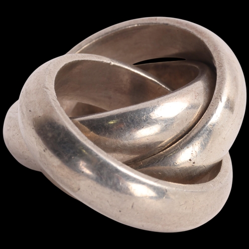 1593 - HEINITZ T LETH - a heavy Danish sterling silver triple-band ring, each band width 6.3mm, size L, 28.... 