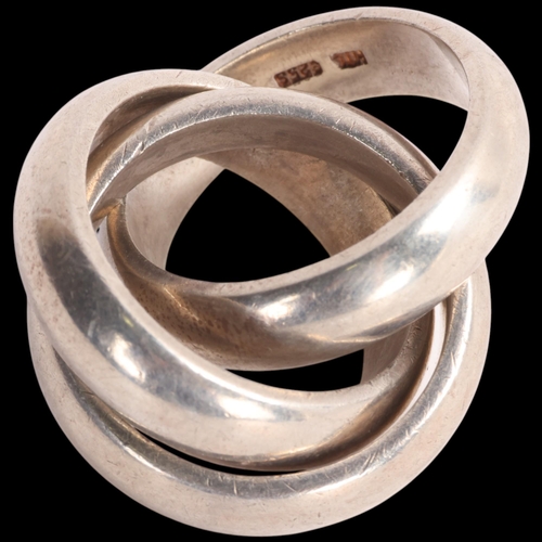 1593 - HEINITZ T LETH - a heavy Danish sterling silver triple-band ring, each band width 6.3mm, size L, 28.... 
