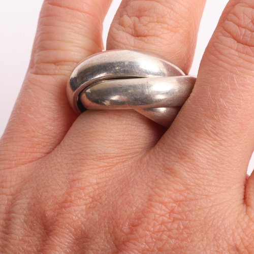 1593 - HEINITZ T LETH - a heavy Danish sterling silver triple-band ring, each band width 6.3mm, size L, 28.... 