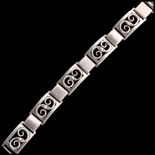 1597 - CHRISTIAN VEILSKOV - an Art Deco style Danish silver openwork panel bracelet, band width 14.9mm, 19c... 