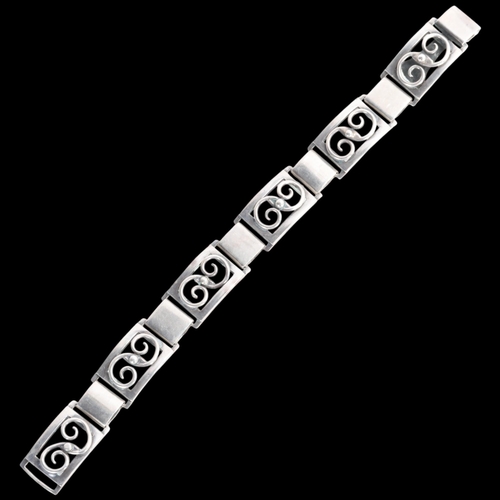 1597 - CHRISTIAN VEILSKOV - an Art Deco style Danish silver openwork panel bracelet, band width 14.9mm, 19c... 