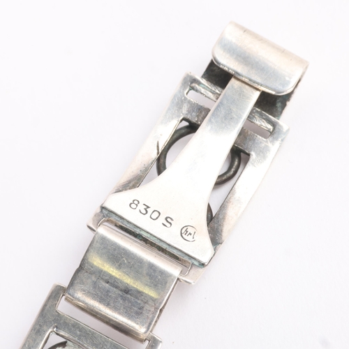 1597 - CHRISTIAN VEILSKOV - an Art Deco style Danish silver openwork panel bracelet, band width 14.9mm, 19c... 