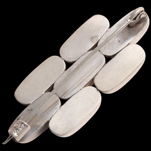 1598 - C A CHRISTENSENS - a Danish modernist silver geometric abstract brooch, 45.6mm, 8.2g