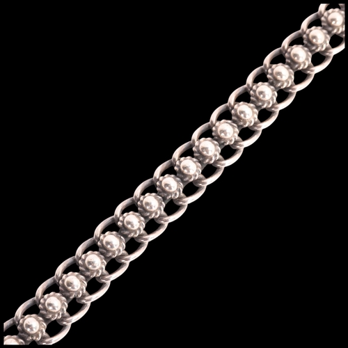 1599 - A Danish sterling silver Viking Revival chain bracelet, maker AY, band width 11.1mm, 18.5g, 34.8g