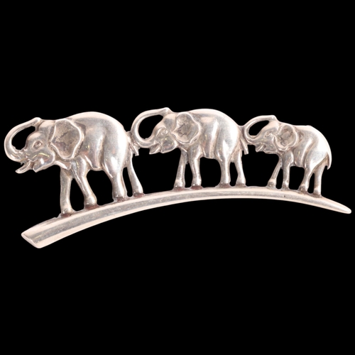 1600 - GREENOL - a Danish modernist silver 'Elephant Bridge' Eneret brooch, 56.3mm, 10.9g
