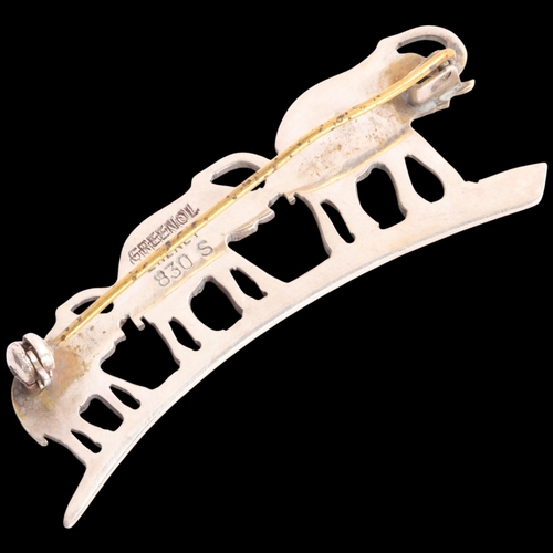 1600 - GREENOL - a Danish modernist silver 'Elephant Bridge' Eneret brooch, 56.3mm, 10.9g