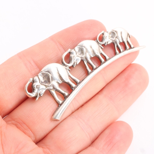 1600 - GREENOL - a Danish modernist silver 'Elephant Bridge' Eneret brooch, 56.3mm, 10.9g