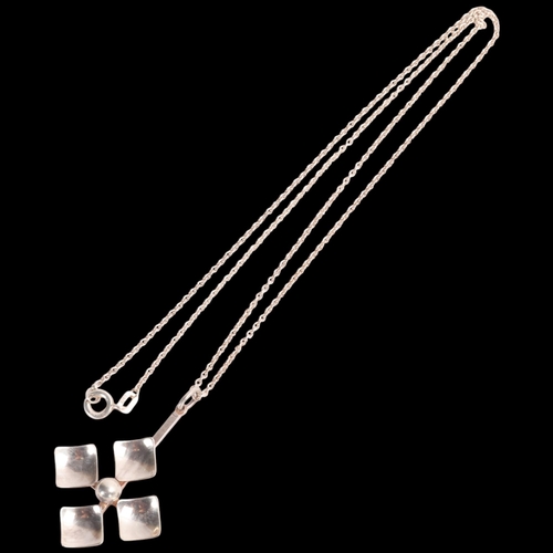 1602 - NIELS ERIK FROM - a Danish modernist sterling silver geometric abstract pendant necklace, on sterlin... 