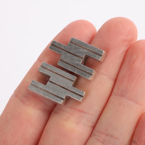 1608 - NIELS ERIK FROM - a pair of Danish modernist sterling silver geometric cufflinks, 21.5mm, 18.7g