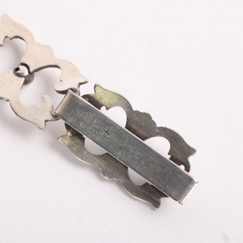 1609 - CARL M COHR - an Art Deco style Danish silver openwork panel bracelet, band width 15.4mm, 18.5cm, 22... 