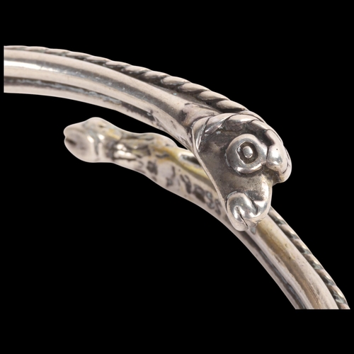 1610 - KOPI SMYKKER - a Danish sterling silver Viking Revival torque bangle, band width 5.5mm, internal cir... 