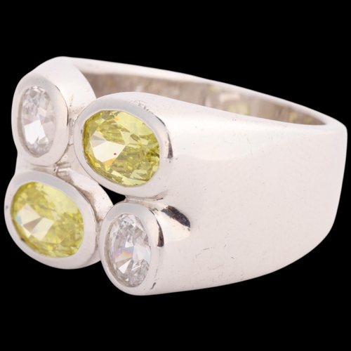 1613 - ESPRIT - a Danish sterling silver cubic zirconia abstract ring, setting height 14.2mm, size R, 13.1g