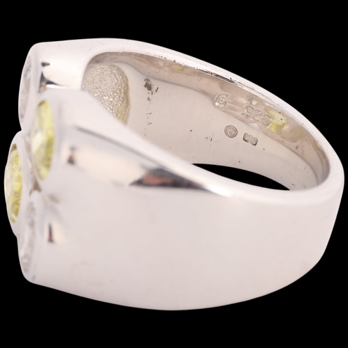 1613 - ESPRIT - a Danish sterling silver cubic zirconia abstract ring, setting height 14.2mm, size R, 13.1g