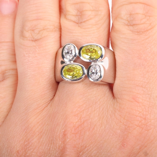 1613 - ESPRIT - a Danish sterling silver cubic zirconia abstract ring, setting height 14.2mm, size R, 13.1g