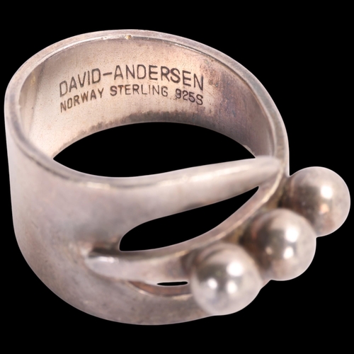 1617 - DAVID ANDERSEN - a Norwegian modernist sterling silver geometric abstract ring, wrap-around form, wi... 