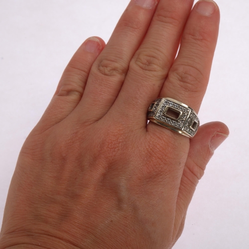 1649 - 3 heavy sterling silver rings, including belt buckle example, sizes Q, and Z x 2, 37.1g total (3)