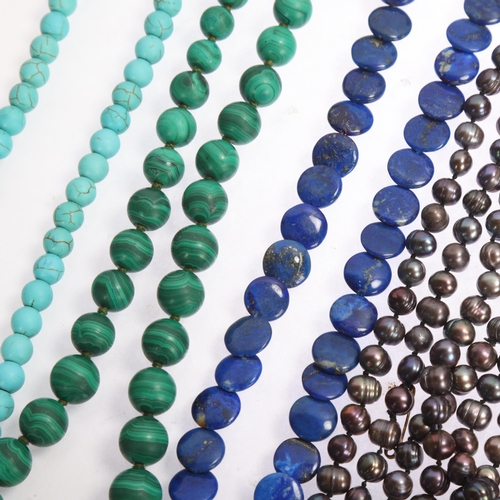 1659 - Various jewellery, including malachite necklace, pair of Ancient coin design cufflinks, etc