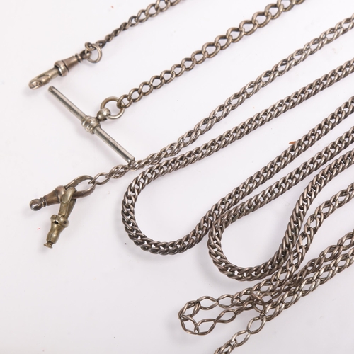 1663 - 2 silver chain, longest 140cm, Albert 30cm, 92.4g total (2)