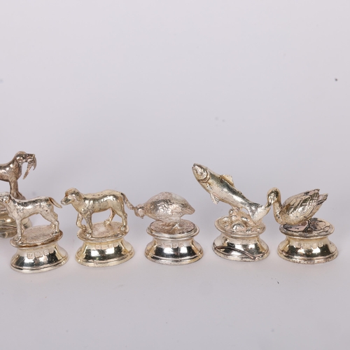 1705 - THEO FENNELL - a set of 10 sterling silver menu card holders, circa 1980s, modelled as various anima... 