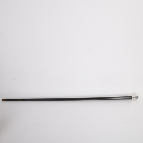 304 - An Iraqi silver and niello handle walking cane, with monogram PER to the top and a seashore scene wi... 