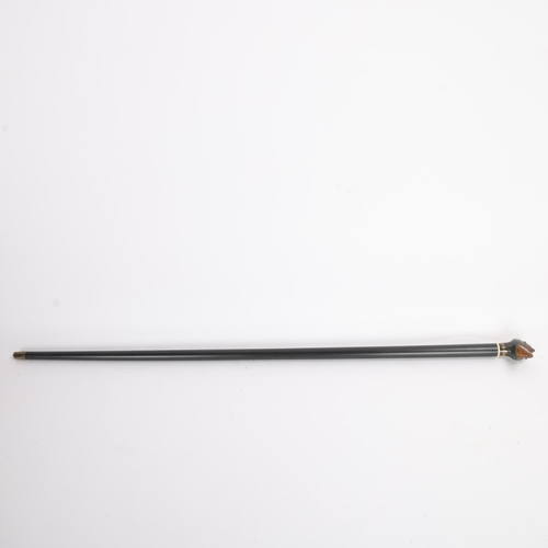 313 - An Antique 19th Century carved and painted wooden duck head handle walking cane, (possibly a Shelduc... 