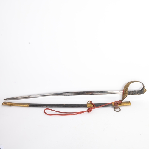 338 - An Austrian 1889 model State Official's sword, gilt-brass hilt with brass-mounted leather scabbard b... 