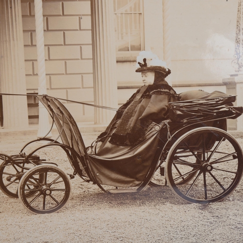 352 - ROYAL INTEREST - A 19th century photograph of Queen Victoria driving a donkey cart during her visit ... 