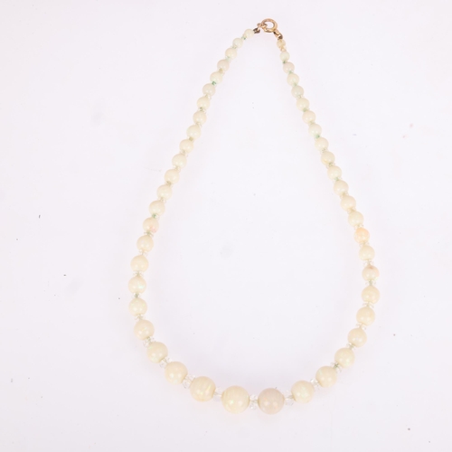 1114 - An Art Deco opal and paste collar necklace, set with graduated opal beads measuring from 12.6-4.6mm,... 