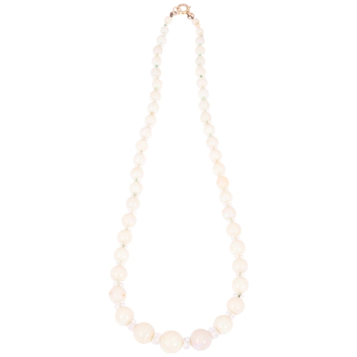 1114 - An Art Deco opal and paste collar necklace, set with graduated opal beads measuring from 12.6-4.6mm,... 