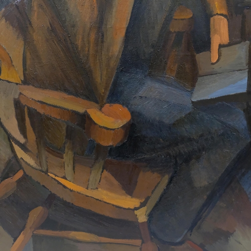 700 - Ivor Johns (1924 - 1993), portrait of a man in a library, oil on canvas, 127cm x 76cm, framed.