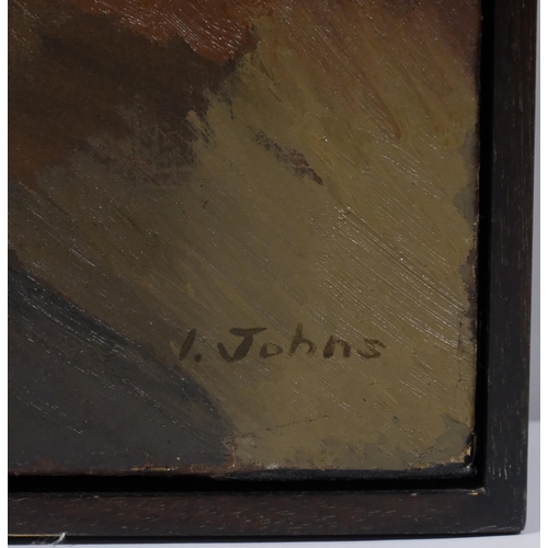 700 - Ivor Johns (1924 - 1993), portrait of a man in a library, oil on canvas, 127cm x 76cm, framed.