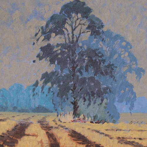 704 - Brian Glidden, 'Edge Of The Field', oil on canvas 1975, 25cm x 30cm, framed.