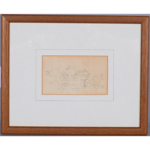 706 - Fred Cuming (1930 - 2022), Window And Figure, Beach And Sea, pencil sketch, signed verso, 6.5cm x 11... 