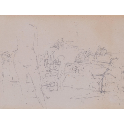 706 - Fred Cuming (1930 - 2022), Window And Figure, Beach And Sea, pencil sketch, signed verso, 6.5cm x 11... 