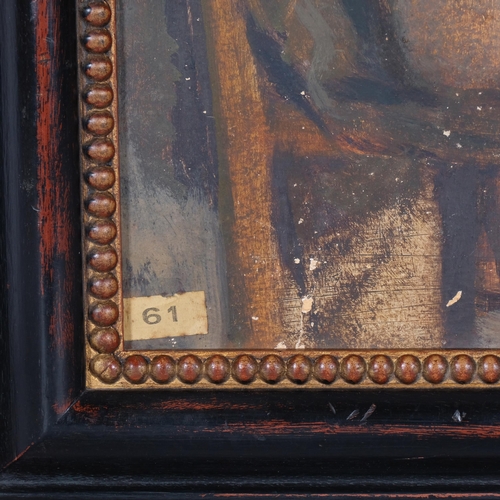 709 - Nude life study, early 20th century oil on board, unsigned, 35cm x 23cm, framed