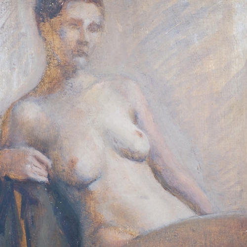 709 - Nude life study, early 20th century oil on board, unsigned, 35cm x 23cm, framed
