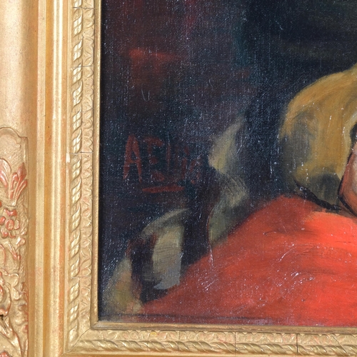 711 - Arthur Ellis (1856 - 1918), 'A Moment's Thought', oil on canvas, 61cm x 51cm, framed, provenance: Ch... 