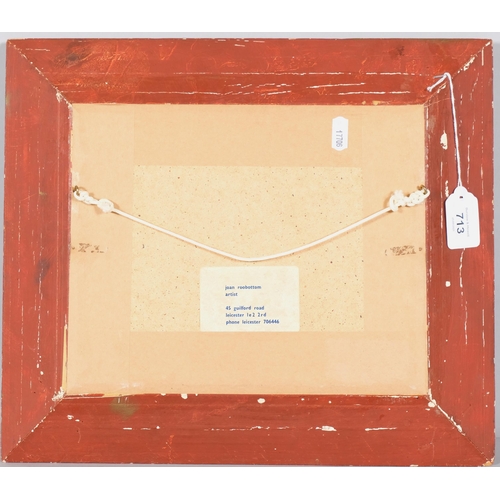 713 - Joan Roobottom, impressionist view over a town, oil on board, 19cm x 25cm, framed and glazed